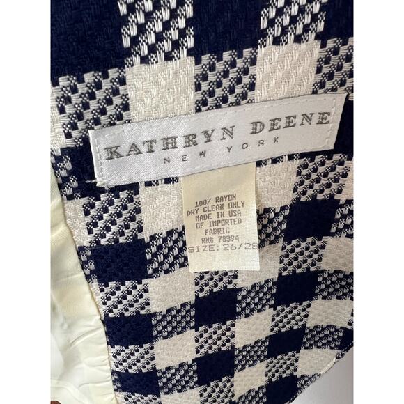 Vintage 80s Kathryn Deene NY Blue White Plaid Check Oversized Blazer Preppy 28 - Picture 2 of 8